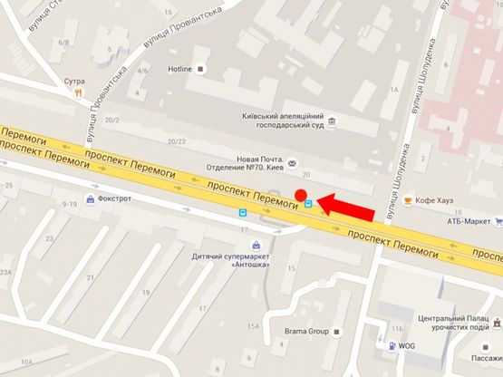 Схема рекламной плоскости по адресу Победы пр., 20, напротив магазинов "Интертоп", "Carlo Pazolini", "Фокстрот", в сторону ст. м. "Политехнический институт"