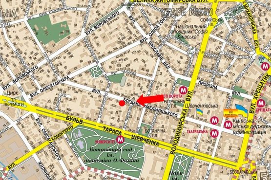 Схема рекламной плоскости по адресу Хмельницкого ул., 37А, в сторону Владимирская ул.