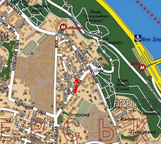 Схема рекламной плоскости по адресу Омеляновича-Павленка ул. (бывш. Суворова ул.), в сторону Славы пл.