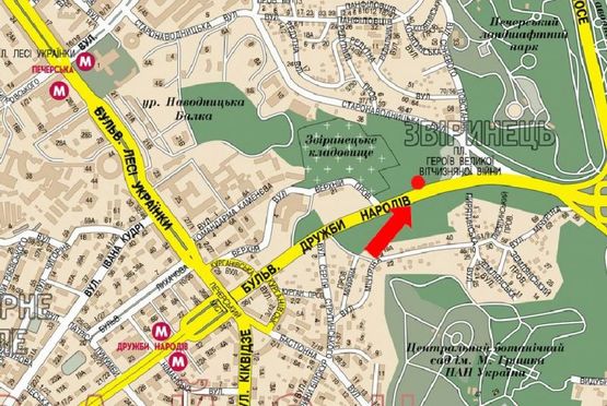 Схема рекламної площини за адресою Дружбы Народов бул., 200 м от остановки Героев ВОВ пл., в сторону моста Патона