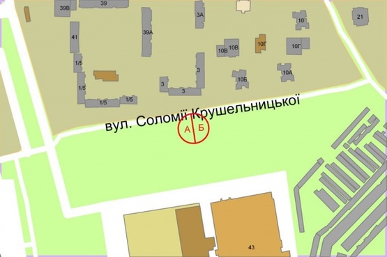 Схема рекламной плоскости по адресу Соломії Крушельницької, навпроти буд.3