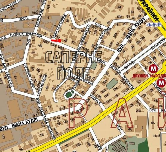 Схема рекламной плоскости по адресу Иоанна Павла II ул. (бывш. Лумумбы ул.), 13, в сторону Кудри ул.