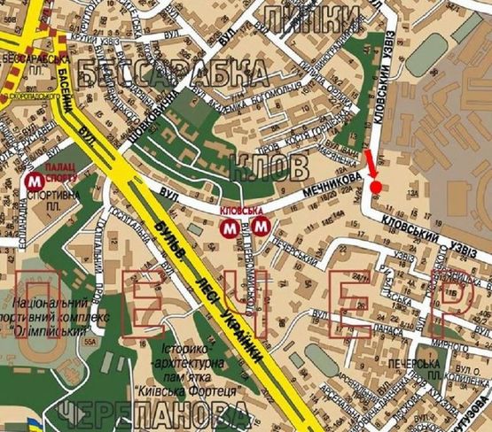 Схема рекламной плоскости по адресу Кловский спуск, 9/ 2 / Мечникова ул., в сторону Московская ул.