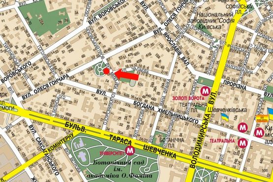 Схема рекламної площини за адресою Коцюбинского ул. / Липинского ул. (бывш. Чапаева ул.), в сторону Гончара ул.