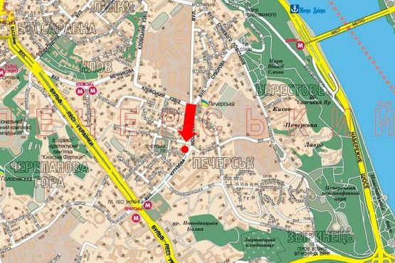 Схема рекламной плоскости по адресу Алмазова ул. (бывш. Кутузова ул.) / Копыленка ул., в сторону ст. м. "Печерская"