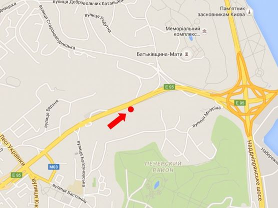 Схема рекламной плоскости по адресу Дружбы Народов бул., 38-А, напротив, в сторону пл. Героив ВОВ, между ел. оп. №196 и №194