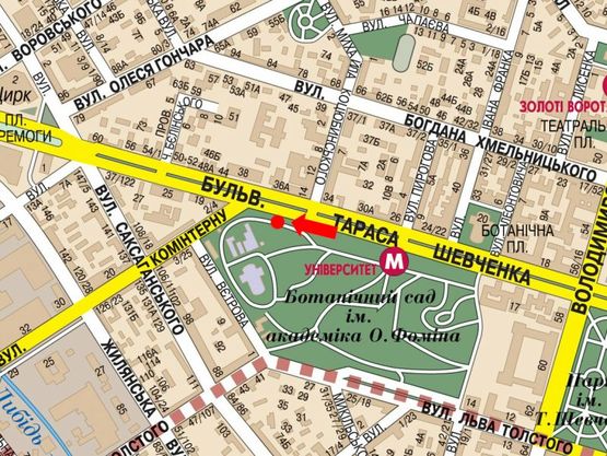 Схема рекламной плоскости по адресу Шевченко бул., 36, напротив, в сторону Победы пл.