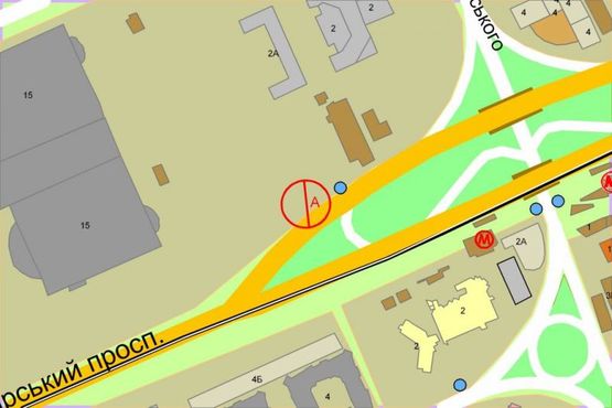 Схема рекламної площини за адресою Броварской пр., ст. м. "Левобережная"