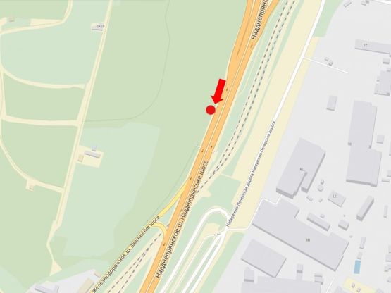 Схема рекламной плоскости по адресу Надднепрянское шоссе, 150м. до Железнодорожного шоссе , из центра