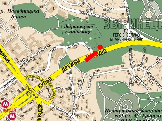 Схема рекламної площини за адресою Дружбы Народов бул., в сторону Набережного шосе, моста Патона