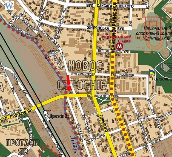 Схема рекламной плоскости по адресу Малевича ул. (бывш. Боженко ул.), 22, в сторону Федорова ул.