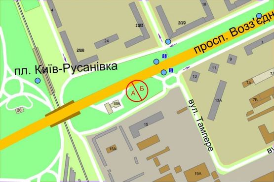 Схема рекламної площини за адресою Соборности пр. (бывш. Воссоединения пр.), 15, АЗС "Окко"