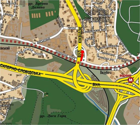 Схема рекламной плоскости по адресу Бойчука ул. (бывш. Киквидзе ул.), 43 / Саперно-Слободская ул. / Промышленная ул., возле моста, в сторону Украинки бул.