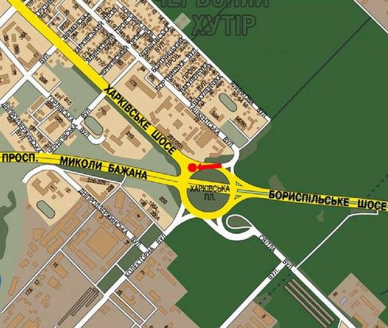 Схема рекламної площини за адресою Харьковская пл., разделитель, в сторону Дарницкая пл. (бывш. Ленинградская пл.)