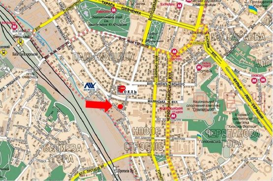 Схема рекламної площини за адресою Короленковская ул. / Владимирская ул., в сторону Малевича ул. (бывш. Боженка ул.)