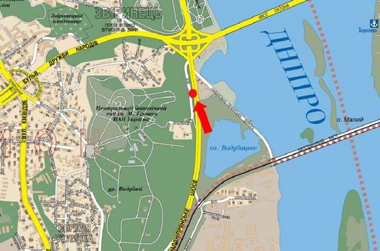 Схема рекламной плоскости по адресу Надднепрянское шоссе, 500м до моста Патона в сторону центра