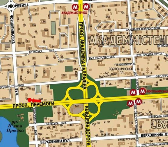 Схема рекламной плоскости по адресу Победы пр., 144, ас "Дачная", из центра