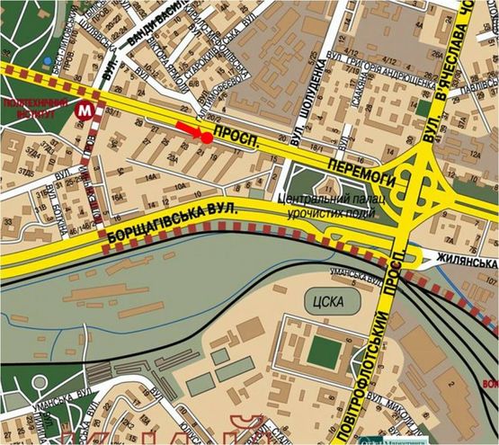 Схема рекламной плоскости по адресу Победы пр., 21, возле магазинов "Интертоп", "Carlo Pazolini", "Фокстрот", в сторону Победы пл.