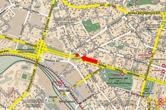 Схема рекламной плоскости по адресу Победы пр., 2 / Дмитриевская ул.,Победы пл., возле цирка, из центра