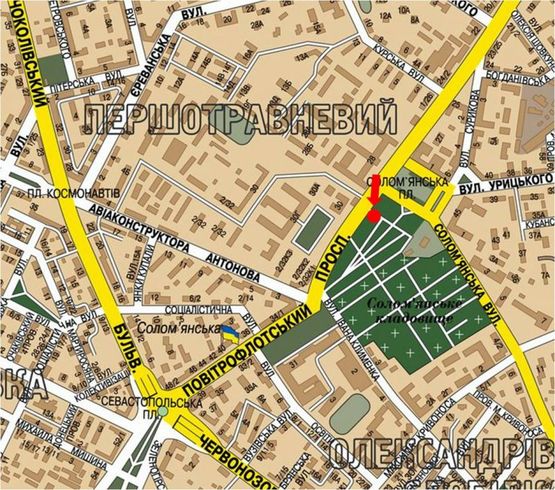 Схема рекламної площини за адресою Воздухофлотский пр. / Соломенская пл., в сторону Севастопольска пл., на светофоре