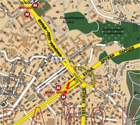 Схема рекламной плоскости по адресу Дружбы Народов бул., ст. м. "Дружбы Народов", в сторону Демеевская пл. (бывш. Московская пл.)