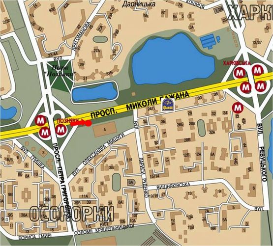 Схема рекламної площини за адресою Бажана пр. / Руденко ул., ст. м. "Позняки", в сторону ст. м. "Харьковская", правая