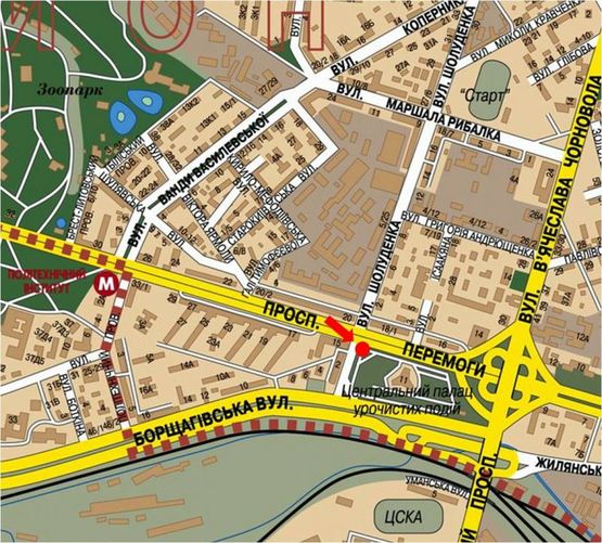 Схема рекламної площини за адресою Победы пр. / Шолуденка ул., возле ЗАГСа, в сторону Победы пл.