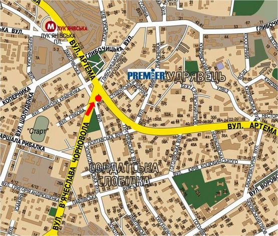 Схема рекламной плоскости по адресу Черновола ул. / Дмитриевская ул., в сторону Сечевых Стрельцов ул. (бывш. Артема ул.)