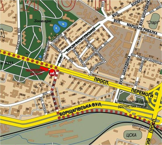 Схема рекламной плоскости по адресу Победы пр., 35, перед ст. м. "Политехнический институт", в сторону Победы пл.