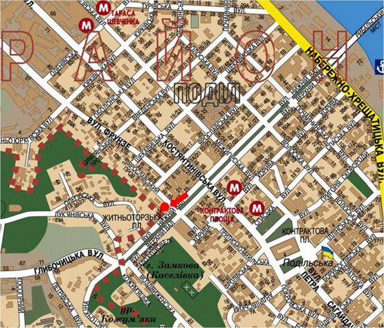 Схема рекламної площини за адресою Нижний Вал ул. / Житнеторжская пл., напротив Житнего рынка, светофор, в сторону Глубочицкая ул.