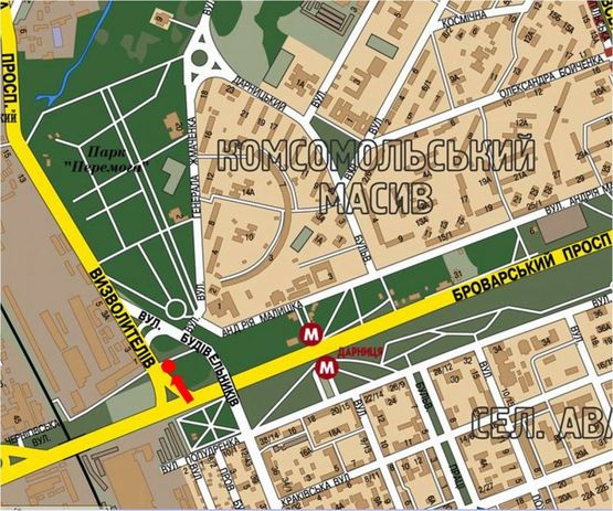 Схема рекламної площини за адресою Освободителей пр. / Броварской пр., в сторону Перова бул.