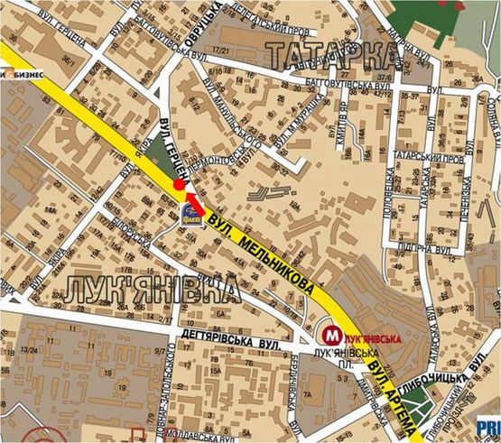 Схема рекламної площини за адресою Мельникова ул. / Герцена ул., в сторону ТРЦ "Променада"