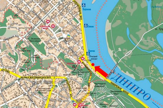 Схема рекламної площини за адресою Набережное шоссе, 8, напротив, в сторону Почтовой пл. (300м до Речного вокзала)