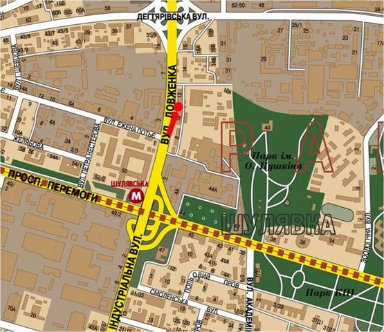 Схема рекламної площини за адресою Довженко ул.,12, напротив, в сторону Телиги ул.