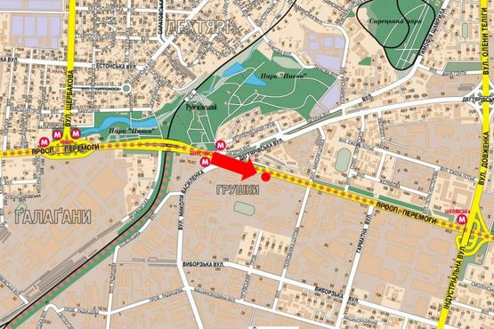 Схема рекламної площини за адресою Победы пр., 55/ 2, в сторону Победы пл.