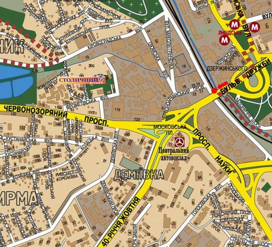 Схема рекламной плоскости по адресу Дружбы Народов бул., мост над Лыбедская пл., 300м до Демеевская пл. (бывш. Московская пл.)