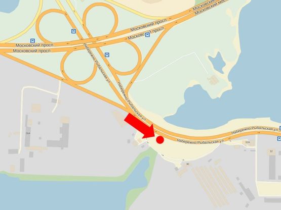Схема рекламної площини за адресою Набережно-Рыбальская ул., 420м от Бандеры пр. (бывш. Московский пр.), в сторону Электриков ул.
