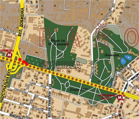 Схема рекламної площини за адресою Победы пр., поворот на Телиги ул. (ст. м. "Шулявская"), из центра