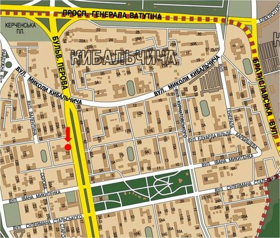 Схема рекламной плоскости по адресу Перова бул., 21, в сторону Броварской пр.