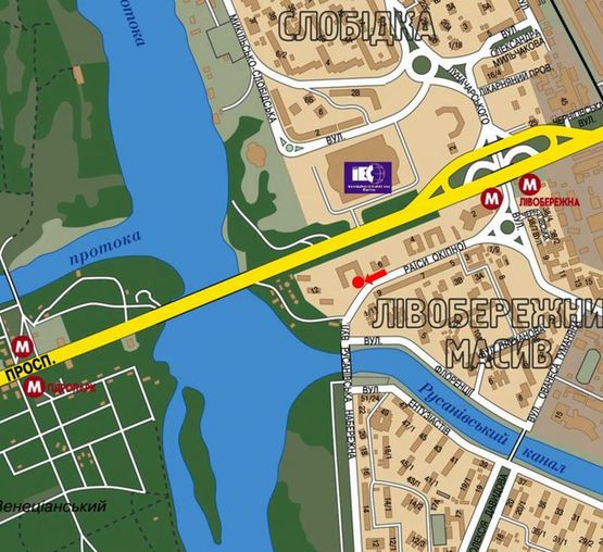 Схема рекламной плоскости по адресу Окипной ул., 10, в сторону Русановская Набережная