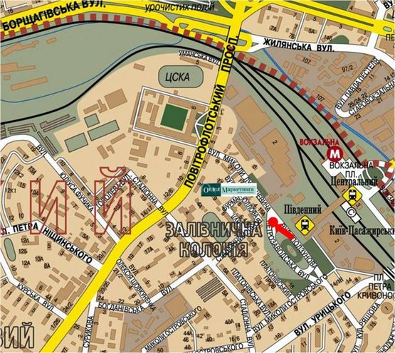 Схема рекламной плоскости по адресу Огиенка ул. (бывш. Лукашевича ул.), разделитель, напротив ТЦ "Симпатик", в сторону Воздухофлотский пр.