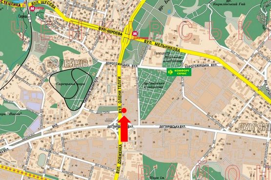 Схема рекламної площини за адресою Телиги ул. / Гонты ул., в сторону ст. м. "Дорогожичи"