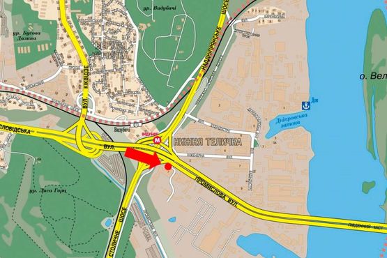 Схема рекламної площини за адресою Промышленная ул., мост Южный , в сторону ст. м. "Славутич"