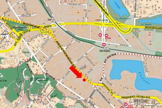 Схема рекламной плоскости по адресу Новоконстантиновская ул., 2, в сторону Межигорская ул.