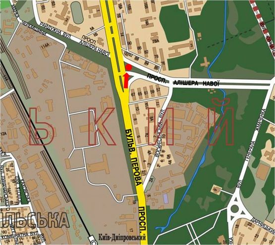 Схема рекламной плоскости по адресу Перова бул. / Навои пр., в сторону Ватутина пр.