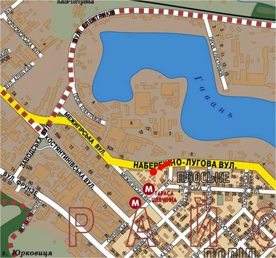 Схема рекламної площини за адресою Набережно-Луговая ул., 23, в сторону Межигорская ул.