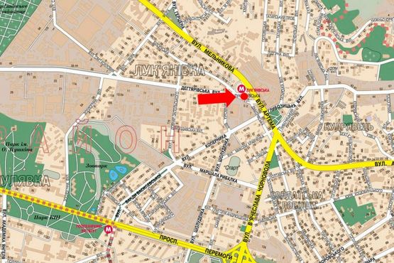 Схема рекламної площини за адресою Лукьяновская пл., рынок "Лукьяновский", супермаркет "Сильпо", ТРЦ "Квадрат", в сторону Сечевых Стрельцов ул. (бывш. Артема ул.)