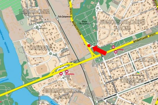 Схема рекламної площини за адресою Освободителей пр. / Строителей ул., в сторону Перова бул.