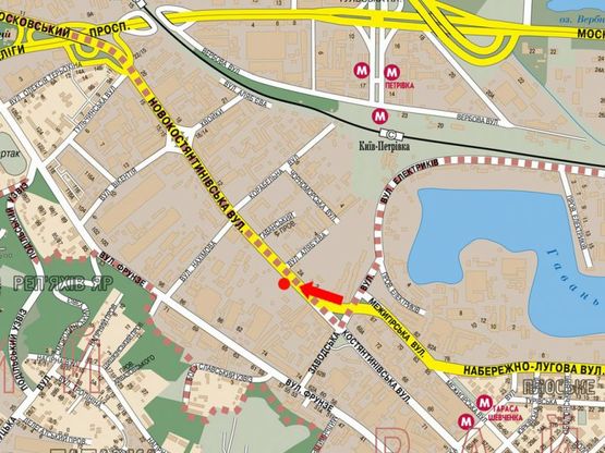 Схема рекламної площини за адресою Новоконстантиновская ул., 1, в сторону Петровки