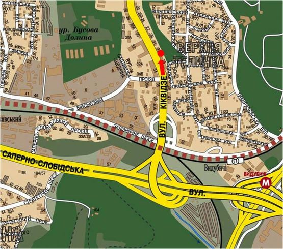 Схема рекламної площини за адресою Бойчука ул. (бывш. Киквидзе ул.), 33, в сторону Украинки бул.